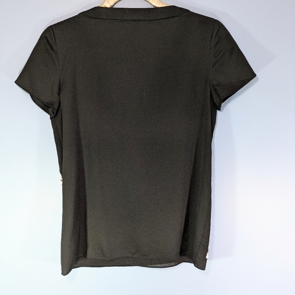 Ann Taylor Black/White Lightweight Woven Sequin Front Top - Picture 2 of 5